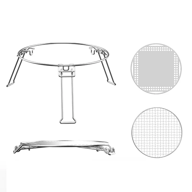 

Outdoor portable folding barbecue grill Korean 304 stainless steel thickened barbecue net BBQ round charcoal barbecue grate