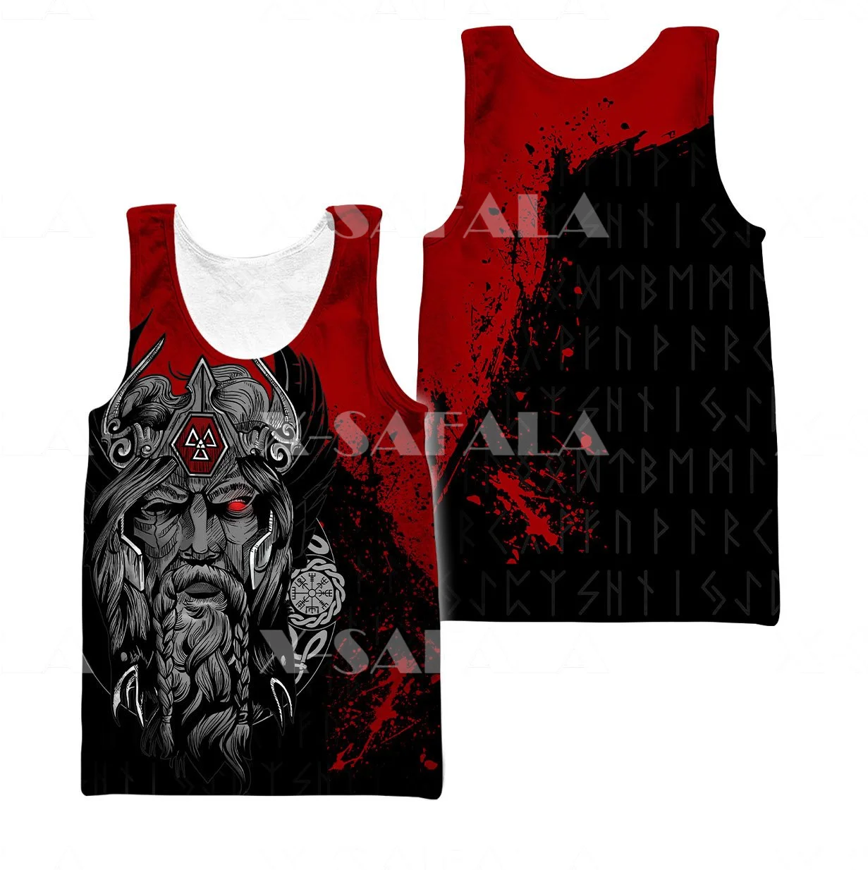 Майка мужская с 3D-принтом символа Викинга ворона без рукавов | Мужская одежда