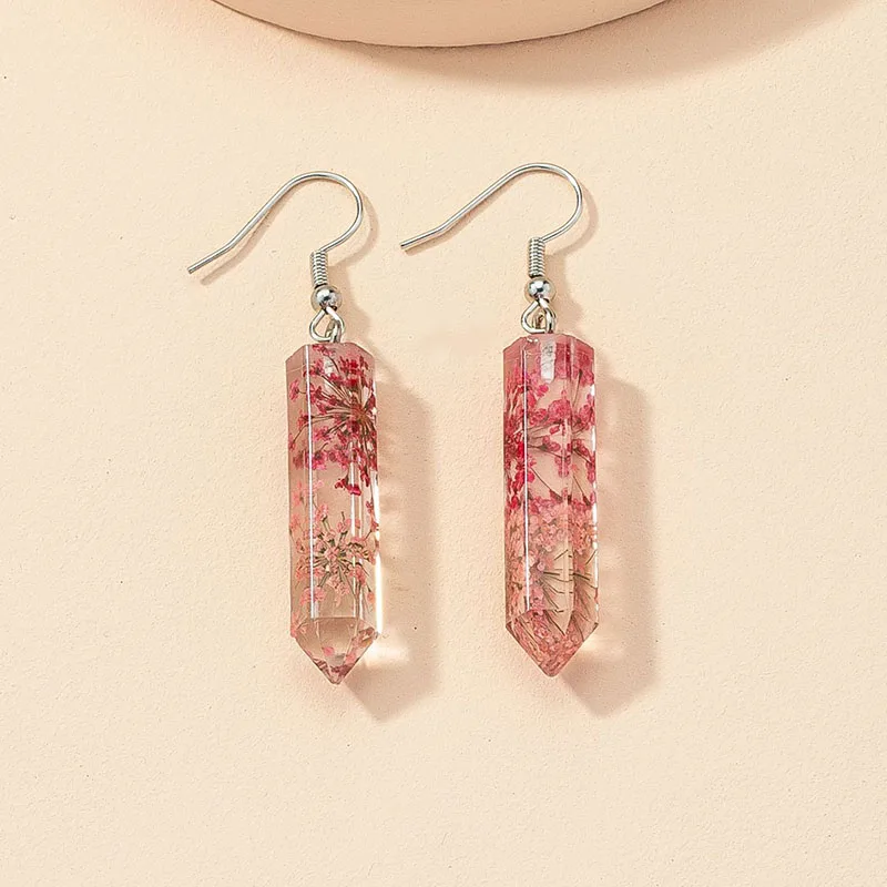 

Ins Transparent Acrylic Dry Flower Irregular Piercing Earrings Korean Fashion Trendy Women Party Jewelry