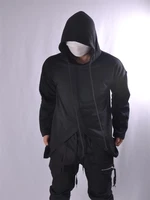 mens long sleeve hoodie in the new autumn and winter dark trend personality slit design long loose hoodie handsome mens wear