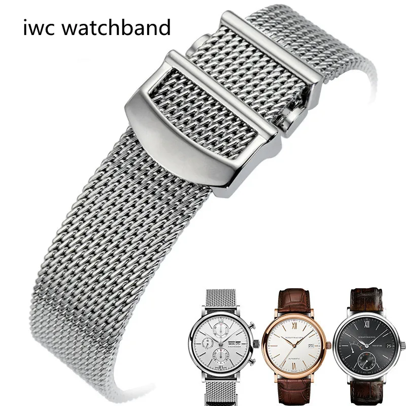 

Ремешок «Миланская петля» для IWC, металлические наручные часы с португальской цепочкой на семь дней, Мужской стальной ремешок «волны до» 20 мм 22 мм