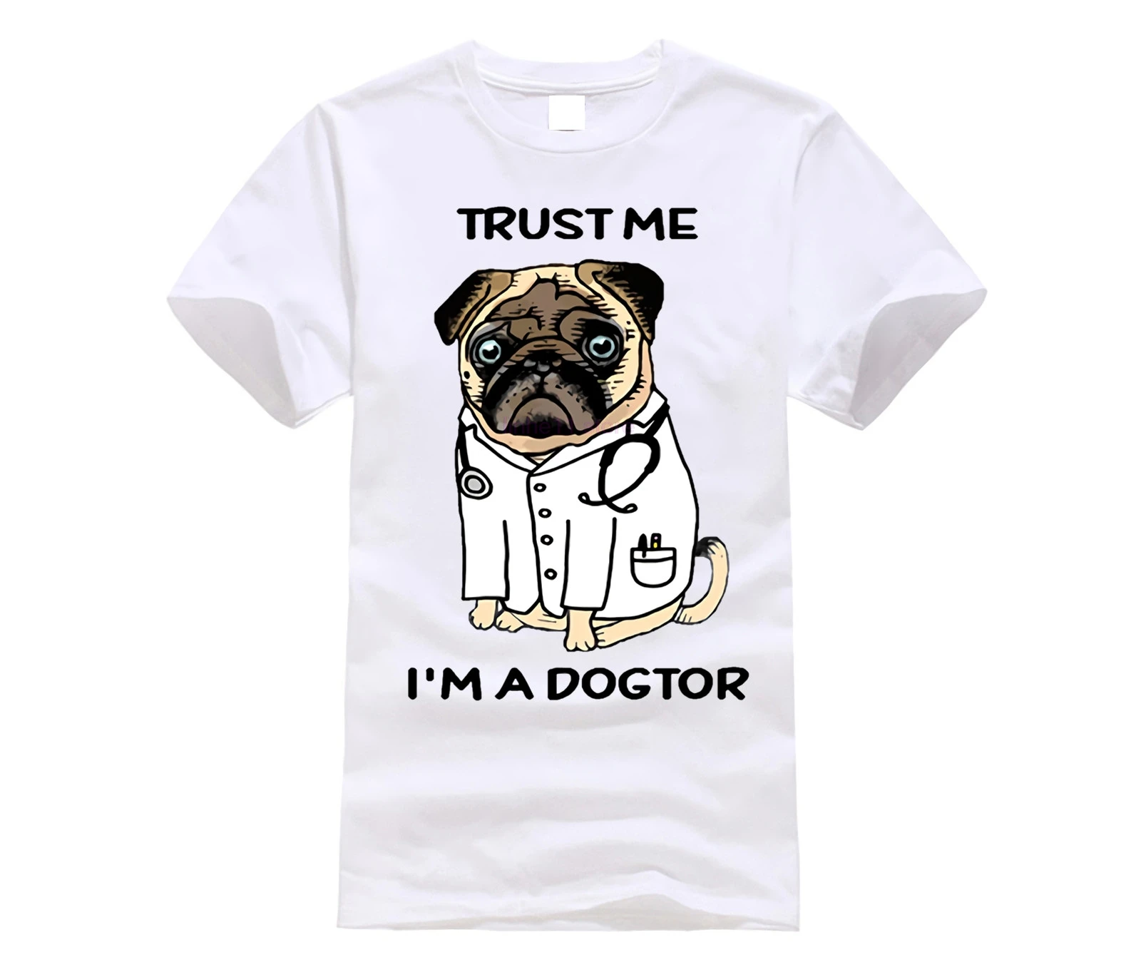Забавная футболка с надписью Trust Me I'm a Dogtor Pug летняя изображением доктора