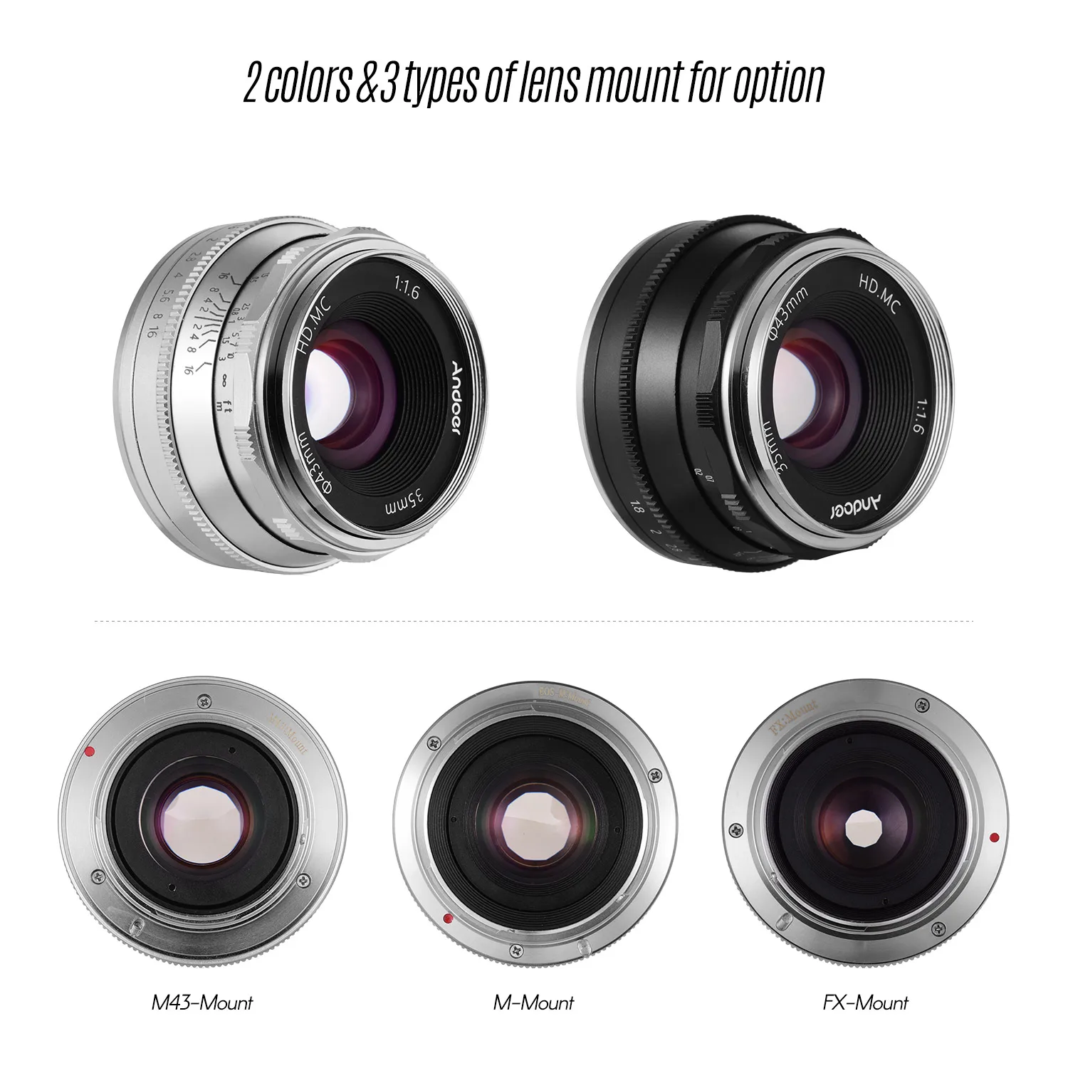 Andoer 35 мм F1.6 Камера объектив Ручной фокус линзы большая апертура для sony A6600 A6100 A6400
