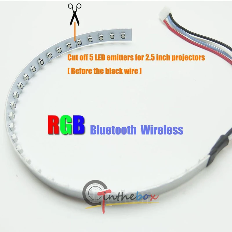 Беспроводной пульт дистанционного управления с Bluetooth 15-SMD RGB светодиодный комплект с кольцом Demon Eye Halo для проекторов фар или 2," 2,8" 3," модифицированный