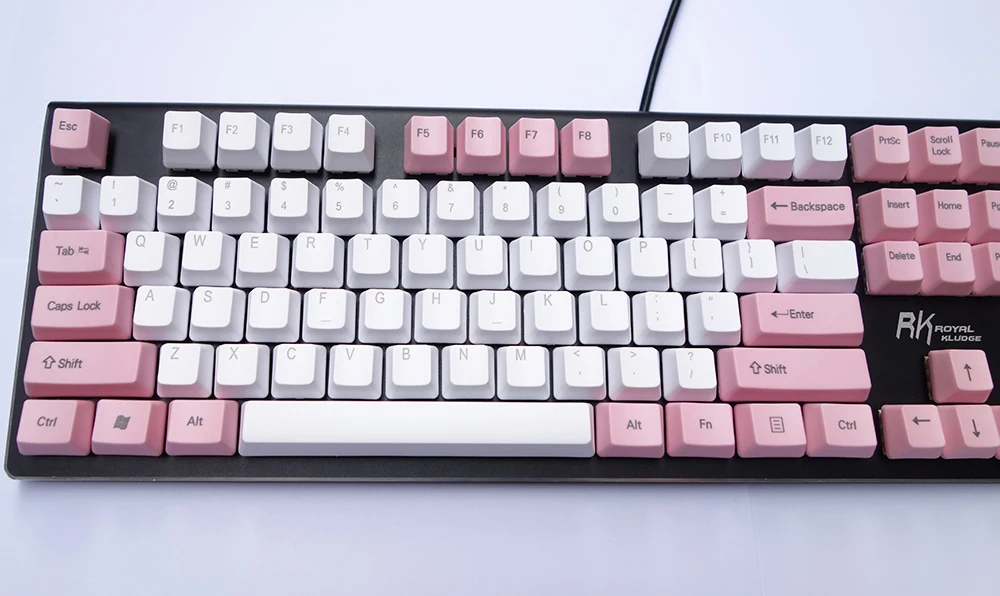 Колпачки для клавиш NPKC OEM PBT розово белые смешанные клавиши ANSI макет 61 клавиша 87 108
