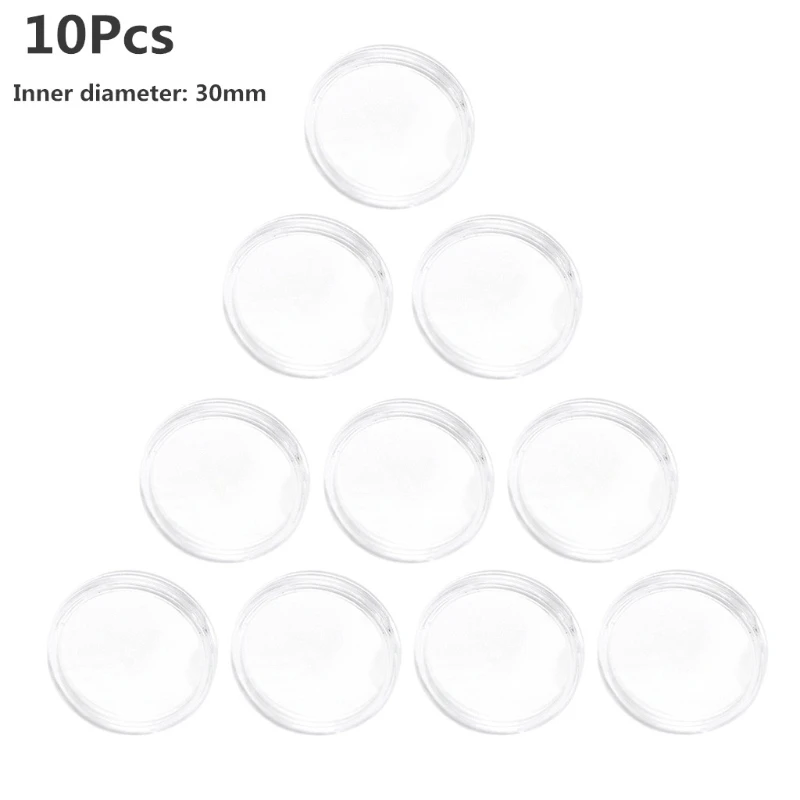 

10PCS Ntag215 NFC Amiibo Phone Available Labels RFID Tag 30mm with Acrylic Material Coin Holder Capsules Box Stor