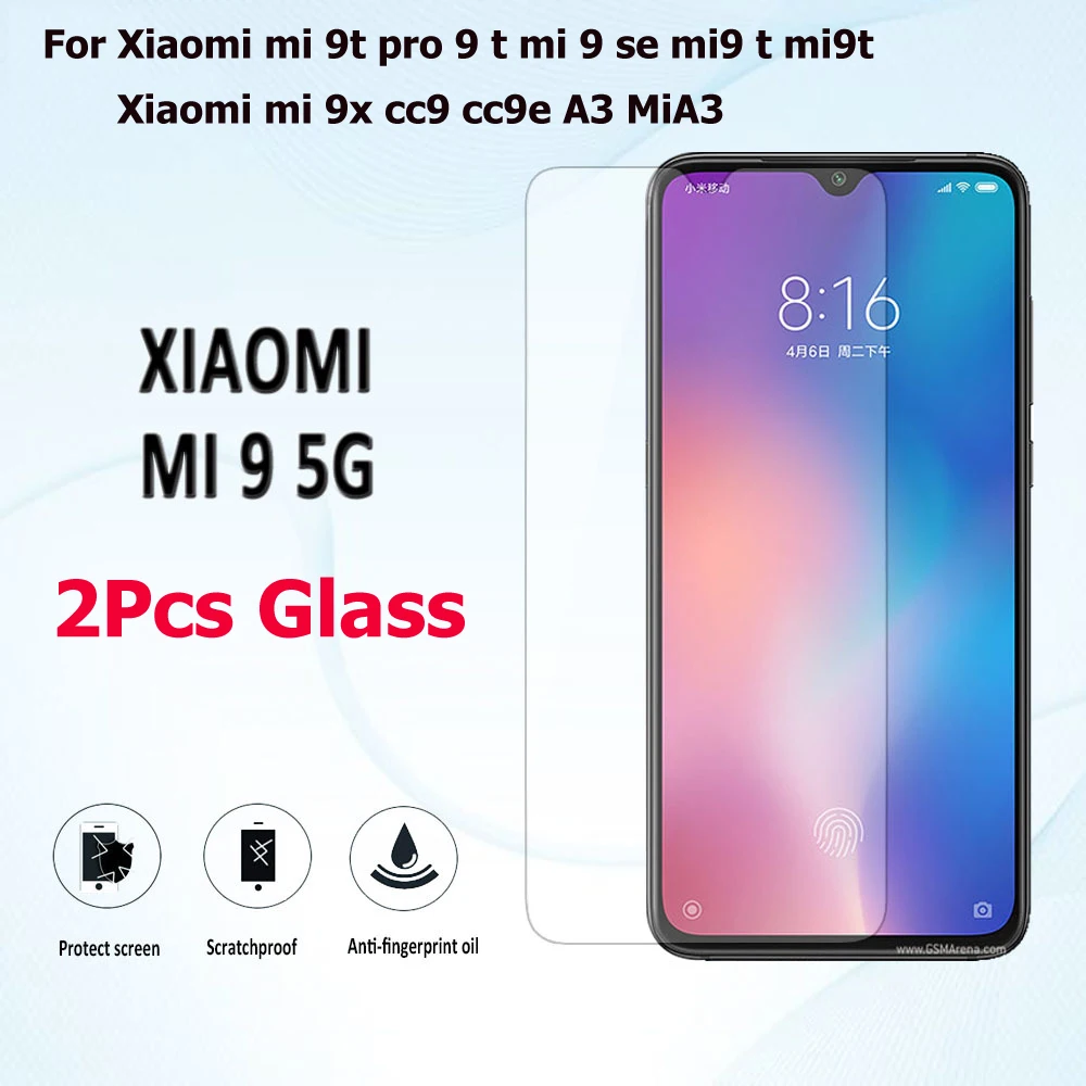 

2Pcs For Xiaomi mi 9t pro 9 t mi 9 se mi9 t mi9t 9H Protective tempered Glass For Xiaomi mi 9x cc9 cc9e A3 MiA3 Phone Glass Film