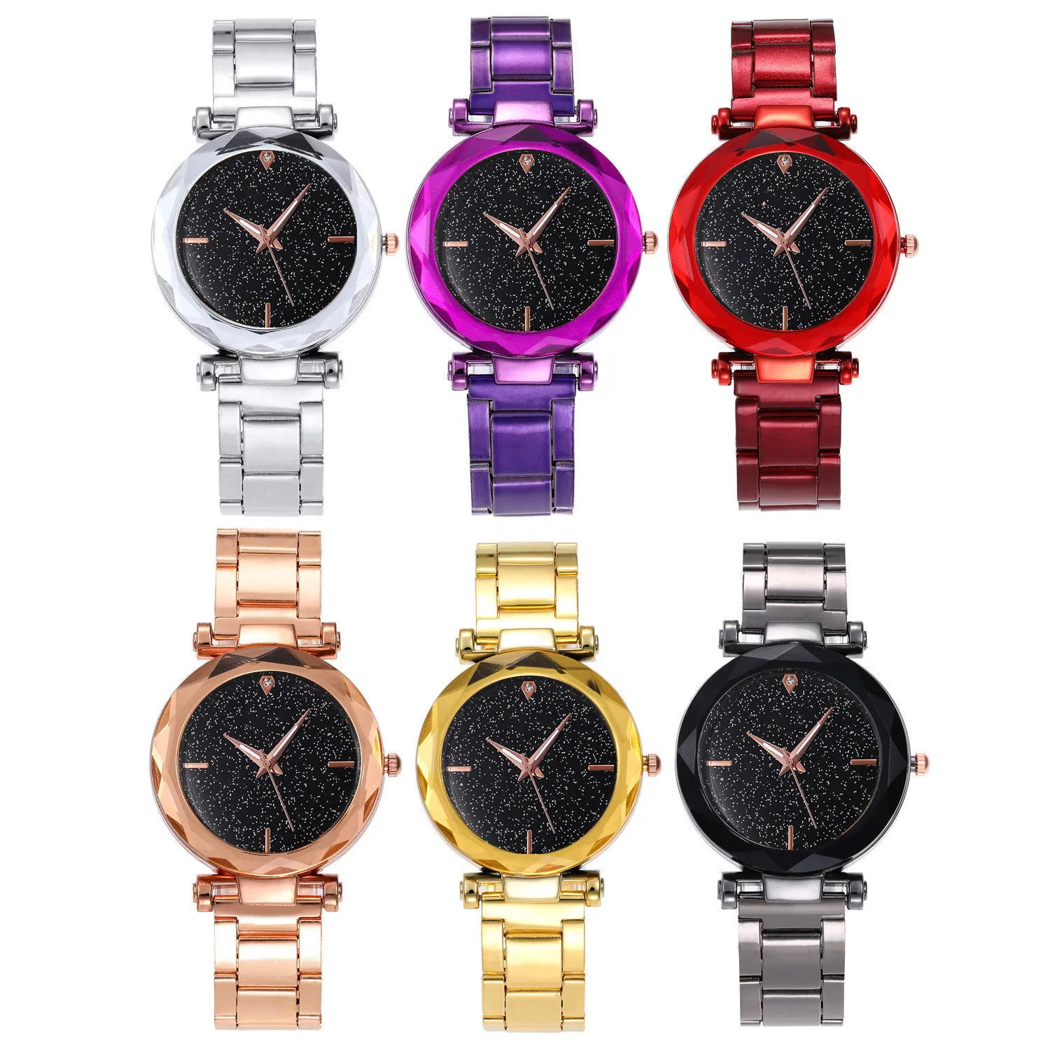 

Модные новые женские часы со звездочками и стальным браслетом, кварцевые классические женские часы, женские часы с кристаллами, женские мет...