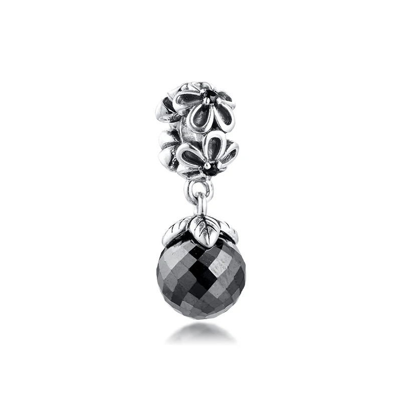 Браслет Pandora из стерлингового серебра 925 пробы с подвеской черного цвета модные