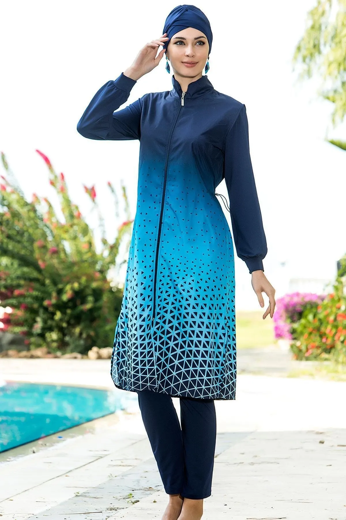 

Женский Мусульманский купальник, скромная одежда из Буркини, мусульманский хиджаб с длинными рукавами мусульманский хиджаб с полным покры...