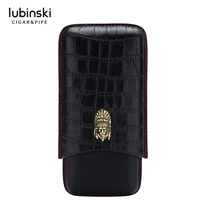lubinski 3 tube crocodile embossed real leather cigar case travel holder