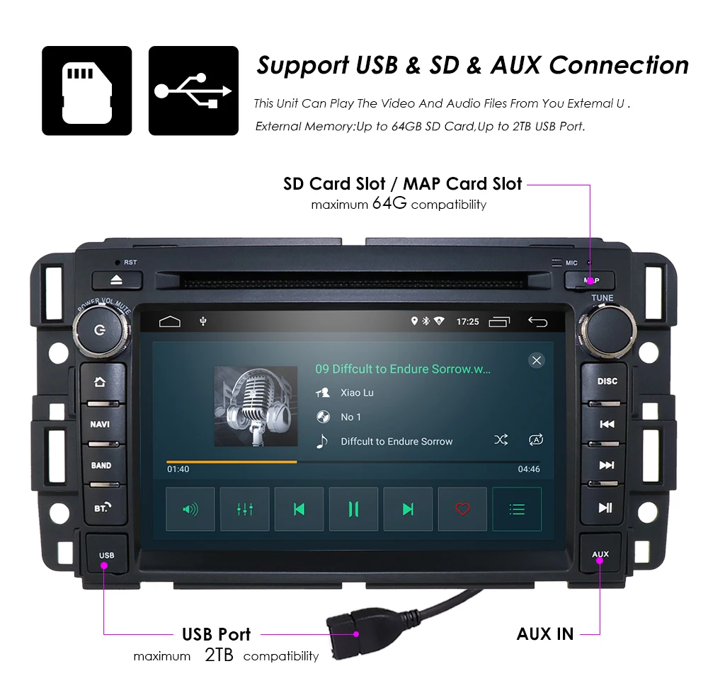 Android 9,0 Автомобильный DVD Радио для GMC Chevrolet Chevy Yukon Tahoe Sierra Acadia Suburban Sierra 1500 2500HD 3500HD gps Навигация BT