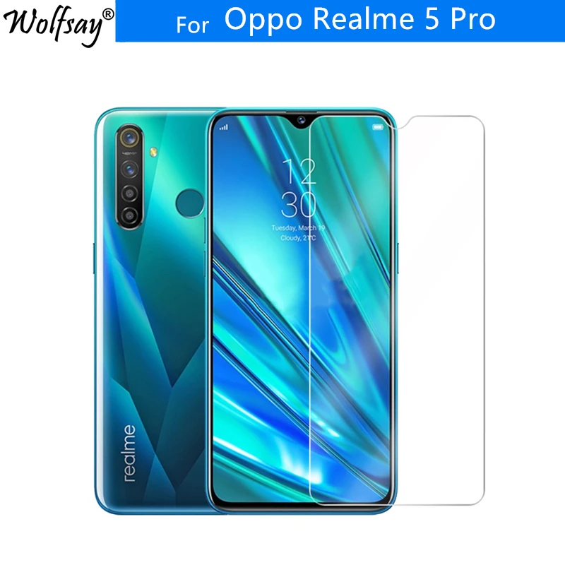 Vidrio templado para Oppo Realme 5 Pro, Protector de pantalla 9H, vidrio pr&eacute;mium endurecido Realme 5 Pro, 6,3"-0