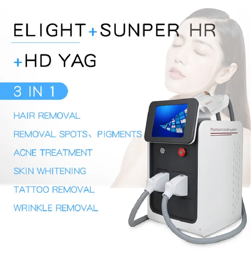 

Hot sale 3 in1 E-light IPL RF Nd Yag Laser Multifunction Tattoo Removal Machine Permanent Laser Hair Removal Beauty Equipment