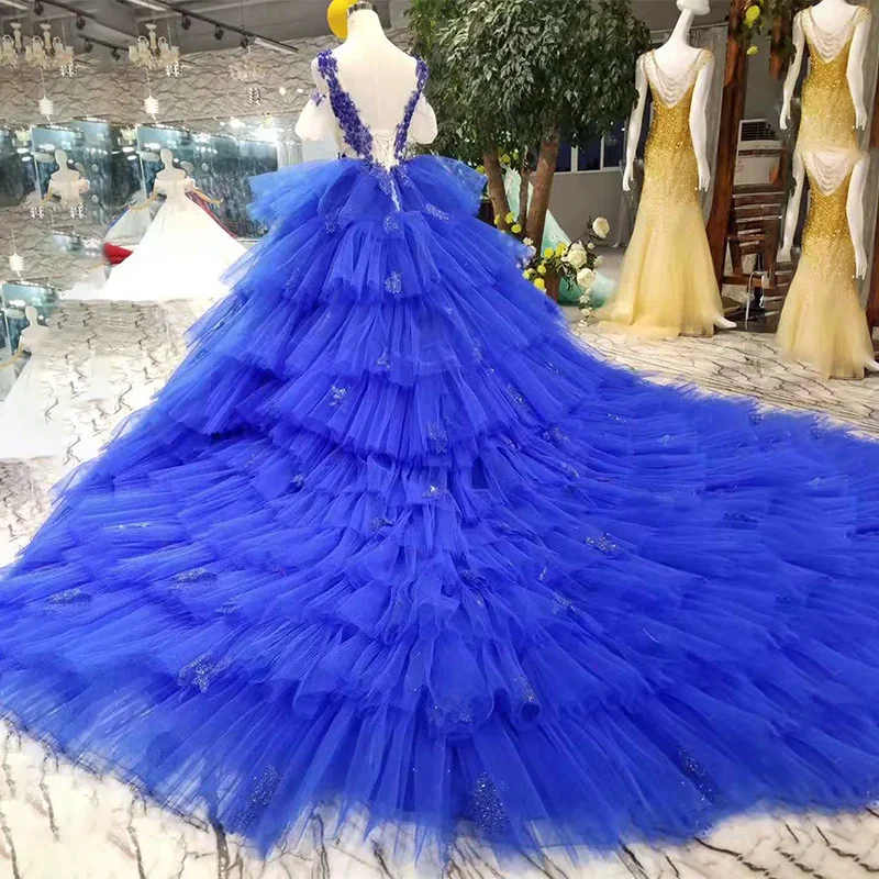 Синее вечернее платье с v образным вырезом без рукавов|Вечерние платья| |