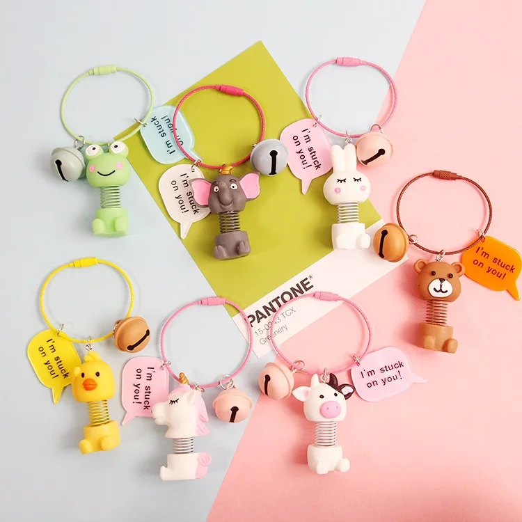 Милый брелок с мультяшными животными креативной вибрирующей головой женская