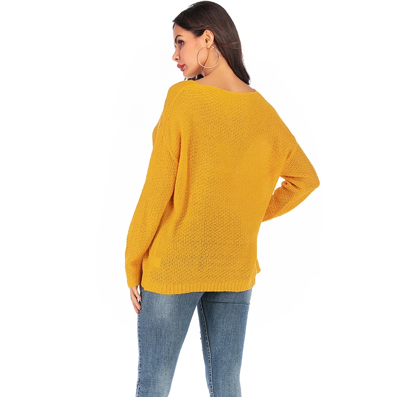 

10 Colors Women Pullovers Autumn White Sweater Fashion Loose Oversized Jumpers Knitted V Neck Sweater Korean Pullover YH-A161