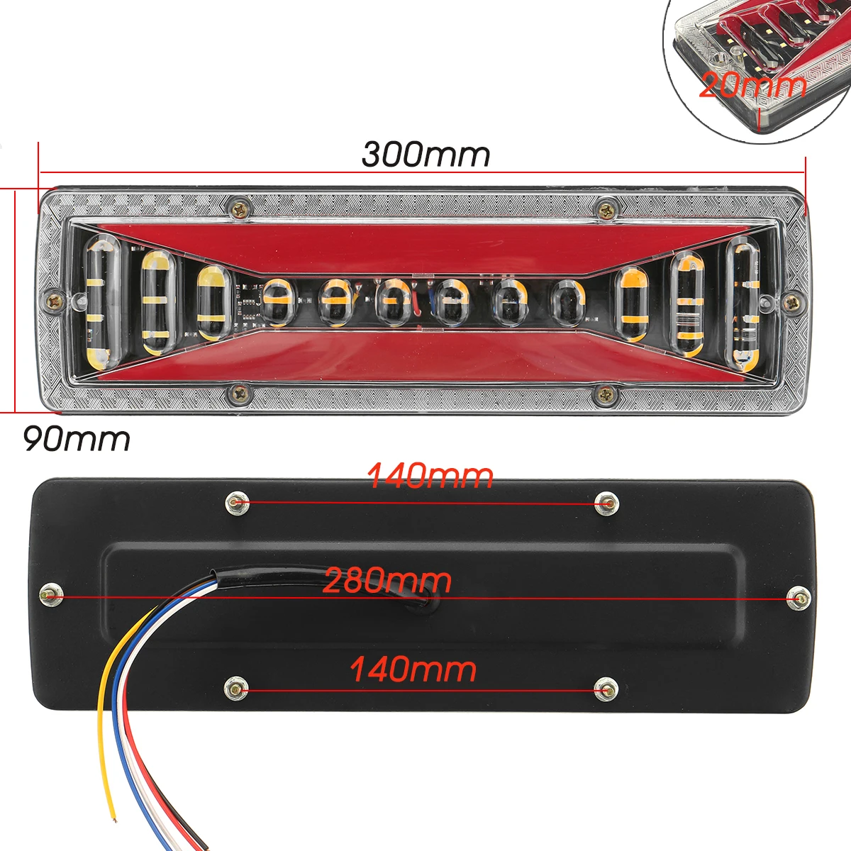 

2PCS 12V Dynamic LED Car Truck Tail Light Turn Signal Rear Brake Light Reverse Signal Lamp Tractor Trailer Lorry Bus Campers