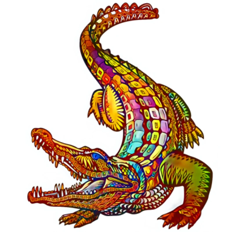 

New Artwork Wooden Puzzle Crocodile Animal 6 Styles Irregular Shape Toy Luxury Brand 3D Jigsaw Game Gift for Friend Kids XML