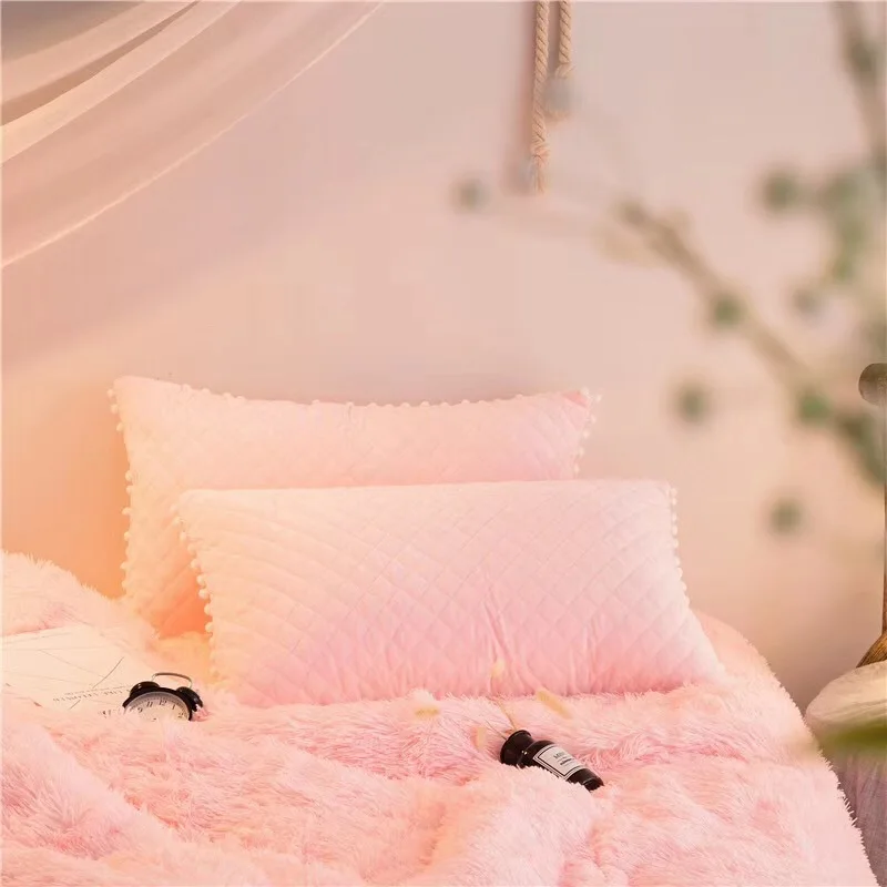 

Winter Warm Soft Plush Duvet Cover Queen King Size Duvet Cover White Pink Bedding Set King Size Bed Set Duvet Cover Single Piece