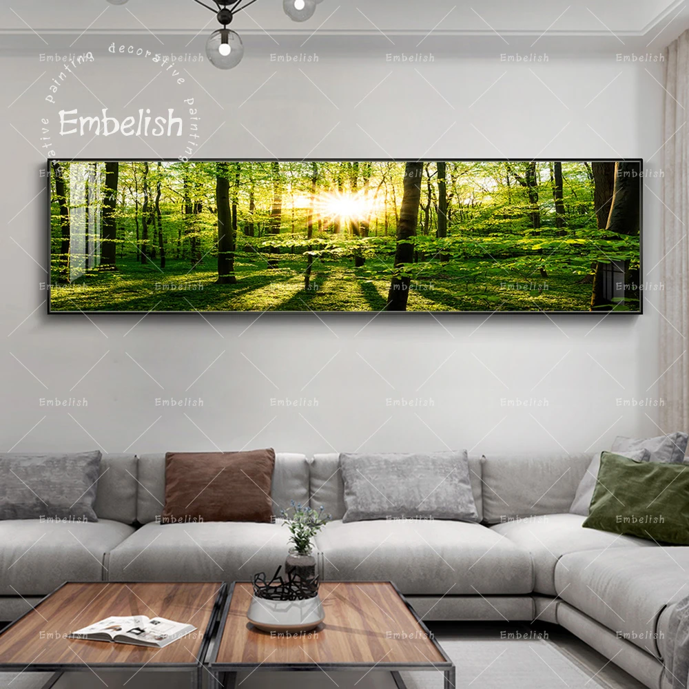

Embelish Beautiful Landscape HD Spray On Canvas Paintings For Living Room Sunset In The Forest Wall Pictures Home Decor Pictures