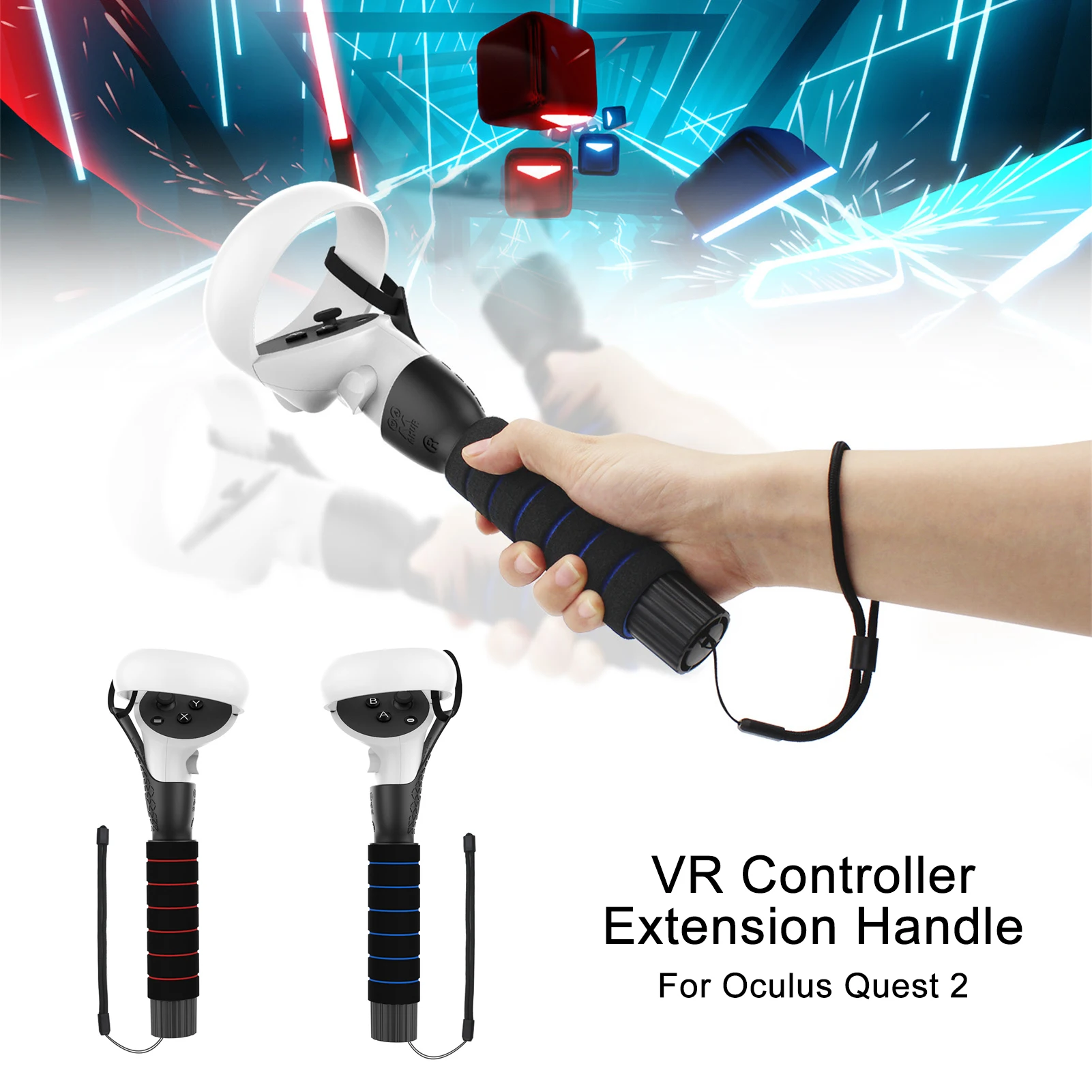 

VR Controller Extension Handle For Oculus Quest 2 Non-slip Controller Game Aid Grip Hilt For Beat VR Game Saber rhythm games