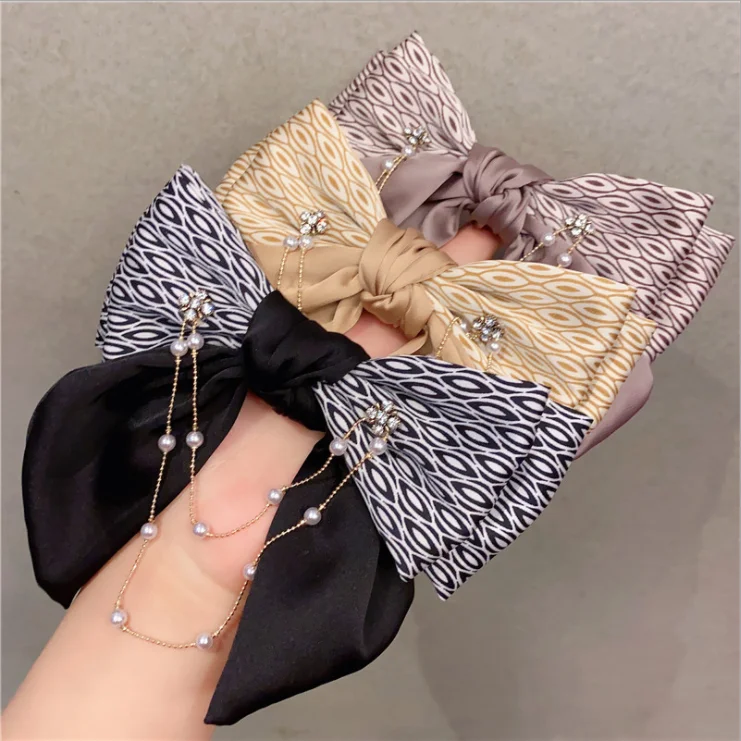 

women Pearl chain bow hairpin temperament hairpins