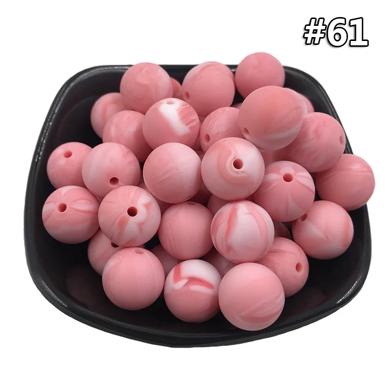 5PCS Beads 61 5 шт. Детские Силиконовые Прорезыватели 19 мм Пищевой бисер без БФА, силиконовый Прорезыватель для зубов DIY ювелирные изделия ожерелье аксессуары для кормления игрушки - Цвет: 5PCS Beads 61