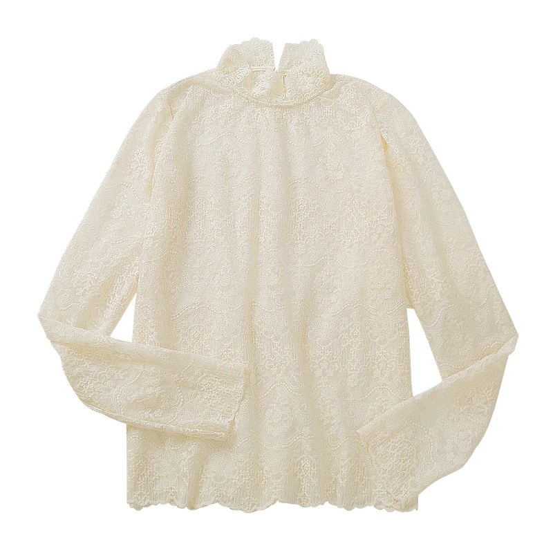 Элегантная женская белая кружевная блузка сексуальная прозрачная Женская