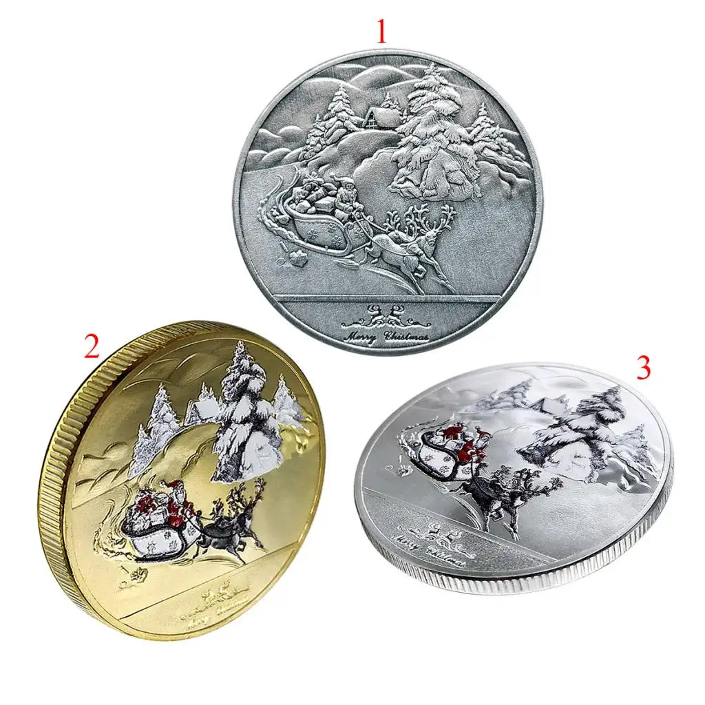 

1pc/set Merry Christmas Commemorative Coins 40mm Gifts Collections Badge