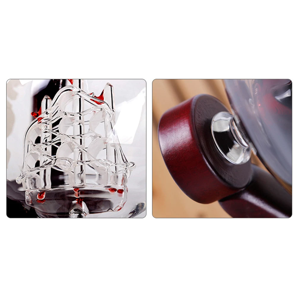 Новый графин с гравировкой в форме шара 850 мл для виски и вина деревянной рамой