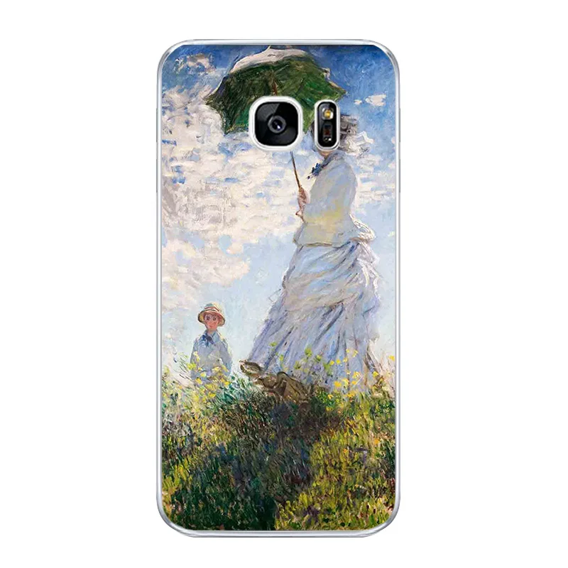 For Samsung Galaxy J3 J5 J7 2016 Phone Case S4 S6 S7 Edge Plus Shell C5 C7 Transparent Cover Soft Silicon Monet Garden Pattern | Мобильные
