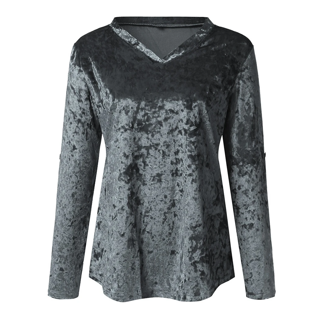 2019 осень весна новые бархатные рубашки с длинным рукавом Свободные топы