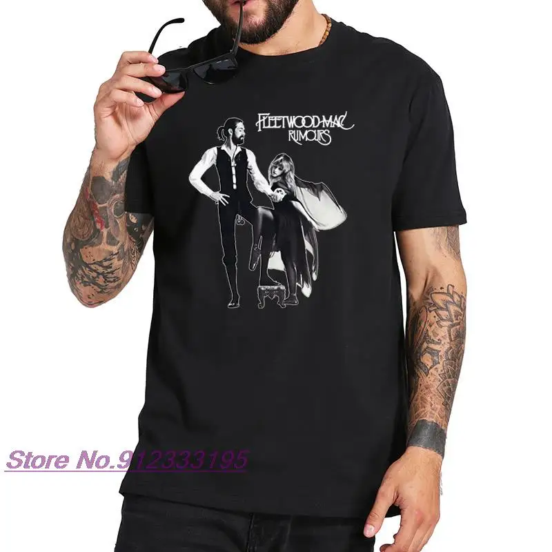 

Fleetwood Mac T Shirt Album Rumours Tshirt British-American Rock Band Short Sleeve EU Size Camiseta 100% Cotton Tee Tops