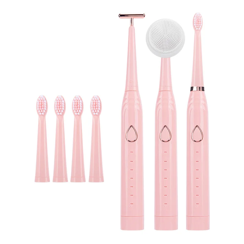 

3 In 1 Adult Electric Toothbrush USB Charging Ultrasonic Vibration Oral Teeth Brushes Soft Hair 6 Modes