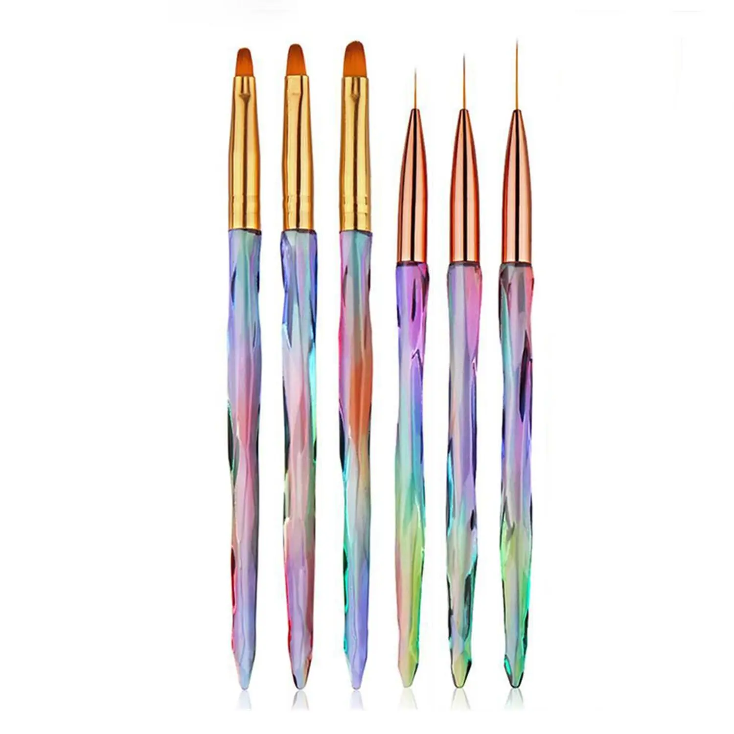 

New DIY Beauty Crystal Handle 3D Gradient Art Drawing Lines Grid Stripe Nail Liner Pen UV Gel Brush Manicure Painting