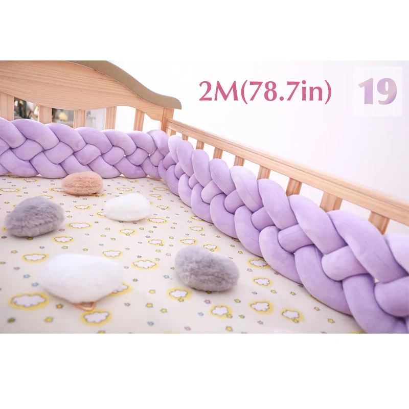 Baby Shining 4 Strands Newborn Crib Bumper 2M/3M Infant Bed Protector Room Decor 17CM(6.7in) Height Pure Weaving Plush Knot - Цвет: 19 2m