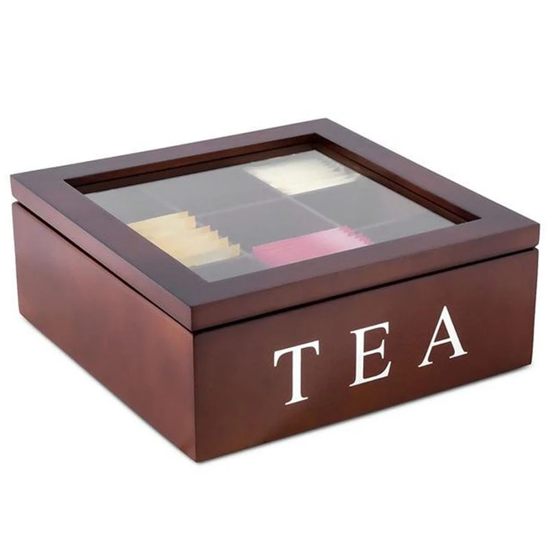 Горячая XD деревянная 9 сеток чайная коробка чайные пакетики Контейнер Коробка