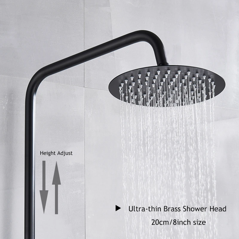 Матовый черный Термостатический смеситель для душа ультратонкая насадка в