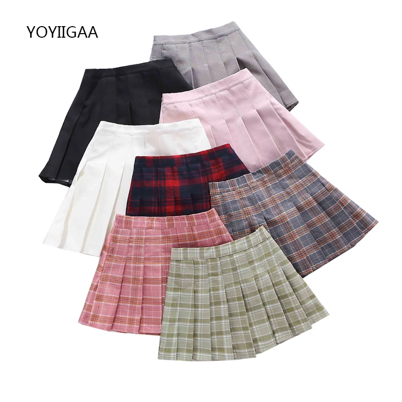 

Plaid Women Pleated Skirts High Waist A-Line Female Mini Skirt Summer Harajuku Ladies Dance Skirts Preppy Style Woman Skirt