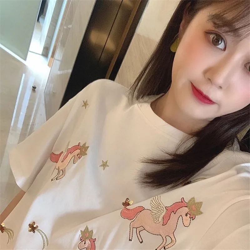 

Harajuku Chic Female Girls Students School Tshirt Cartoon Pink Girls Fashion Women Streetwear Sweatshirt