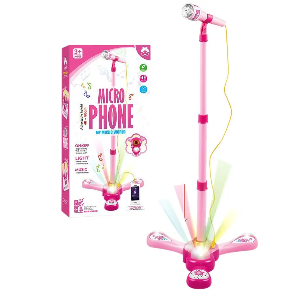 

New Kids Mini Stand Type Microphone Karaoke Machine Karaoke Music Instrument Toy Gift For Boys Girls - Pink/Blue