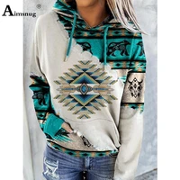 aimsnug plus size women fashion hooded sweatshirt loose vintage basic top sudadera mujer 2021 new autumn retro print sweatshirts