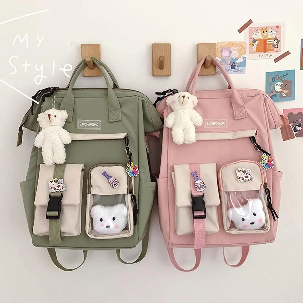 

Student Backpack Women Waterproof Candy Colors Backpacks Fancy High School Bags For Teenage Girl Cute Travel Rucksack 2021 New