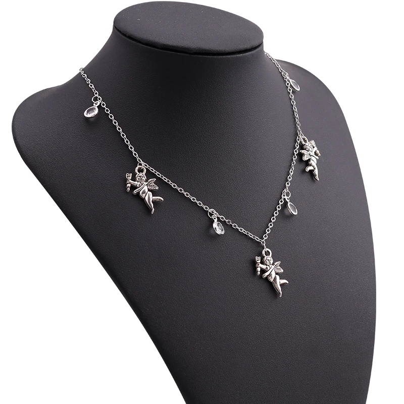 Женское винтажное ожерелье-чокер в стиле ретро с кристаллами и цепочкой виде