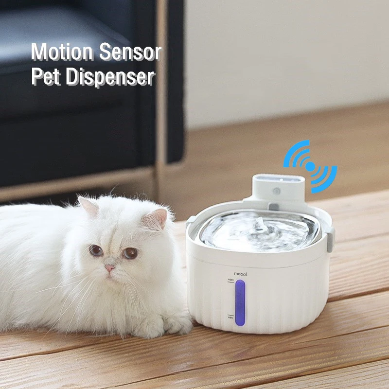 Battery Operated Cat Water Fountain Motion Sensor Dog Dispenser Filter Automatic Drinker Stainless Steel Pet Feeder