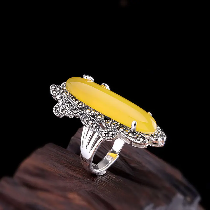 Кольцо из настоящего серебра 925 пробы с большим камнем регулируемое кольцо