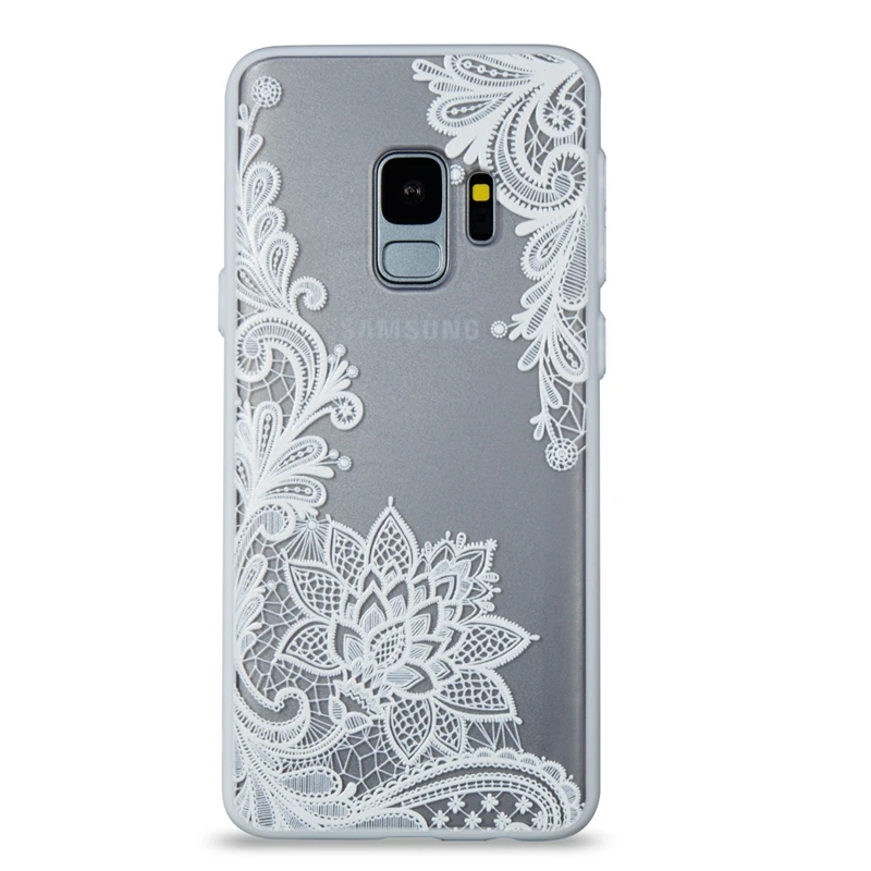 WhiteDJ Милый прозрачный чехол с розовыми цветами для samsung Galaxy S10 S6 s7 edge S10e S9 S8 Plus A6 A8 A3 A5 A7 TPU+ PC задняя крышка - Цвет: WhiteDJ