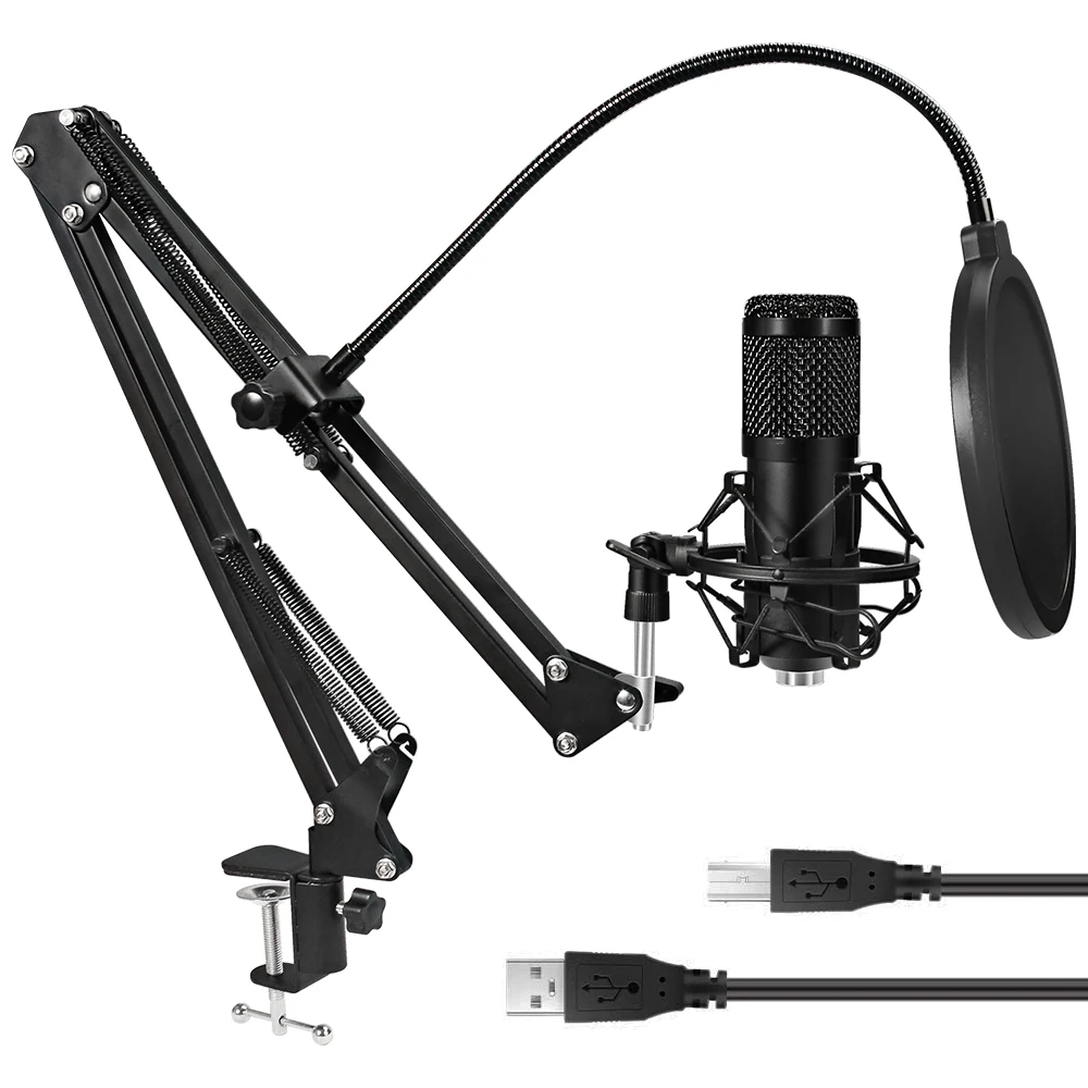 

192KHz/24Bit BM800 Condenser Microphone Kits USB for Computer Karaoke Microphone for Sound Studio Recording Microfone Gamer