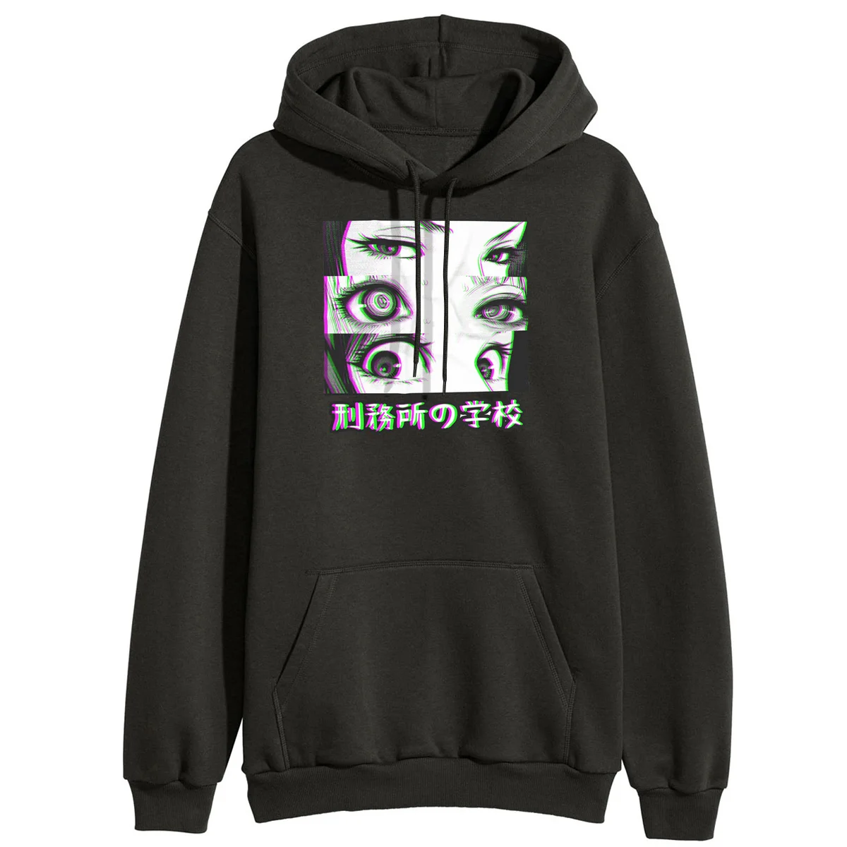 Женский свитшот с капюшоном и принтом грустных глаз из японского аниме|Женские